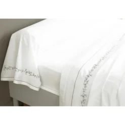 BecquetDrap-housse en percale de coton blanc - ADELE