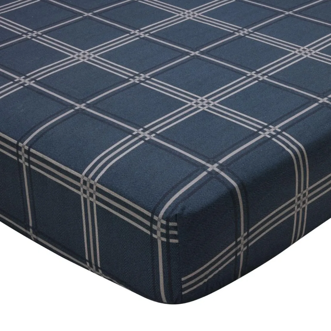 BecquetDrap-housse en percale de coton bleu marine à carreaux - CHRISTOPHE