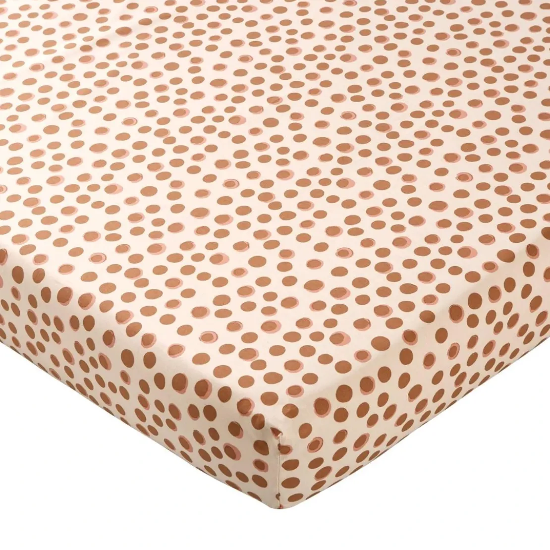 BecquetDrap-housse en percale de coton écru à motif pois- GILI