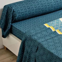 BecquetDrap-housse en polycoton bleu - CUZCO