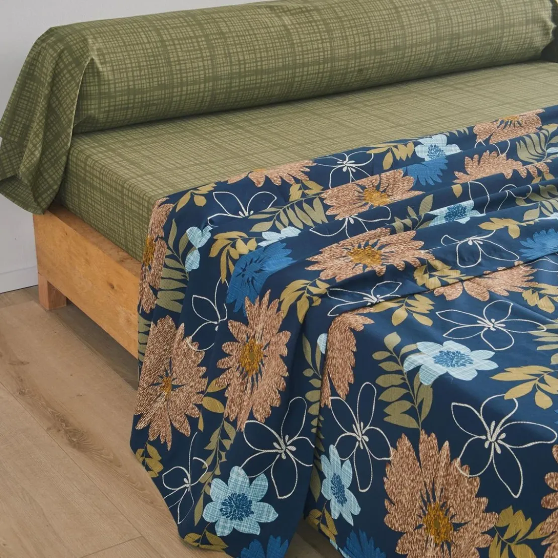 BecquetDrap housse en polycoton vert kaki - FLOW BLEU