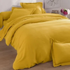 BecquetDrap housse FLANELLE UNI - jaune moutarde