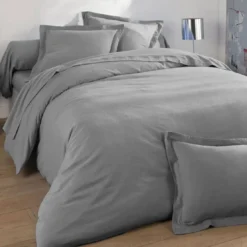 BecquetDrap housse FLANELLE UNI - gris galet