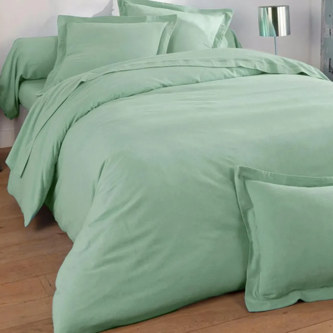 BecquetDrap housse FLANELLE UNI - vert amande
