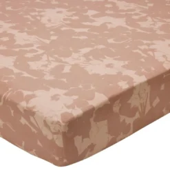 BecquetDrap housse flanelle beige rosé motif floral ton sur ton - Collection NOTE D'OR