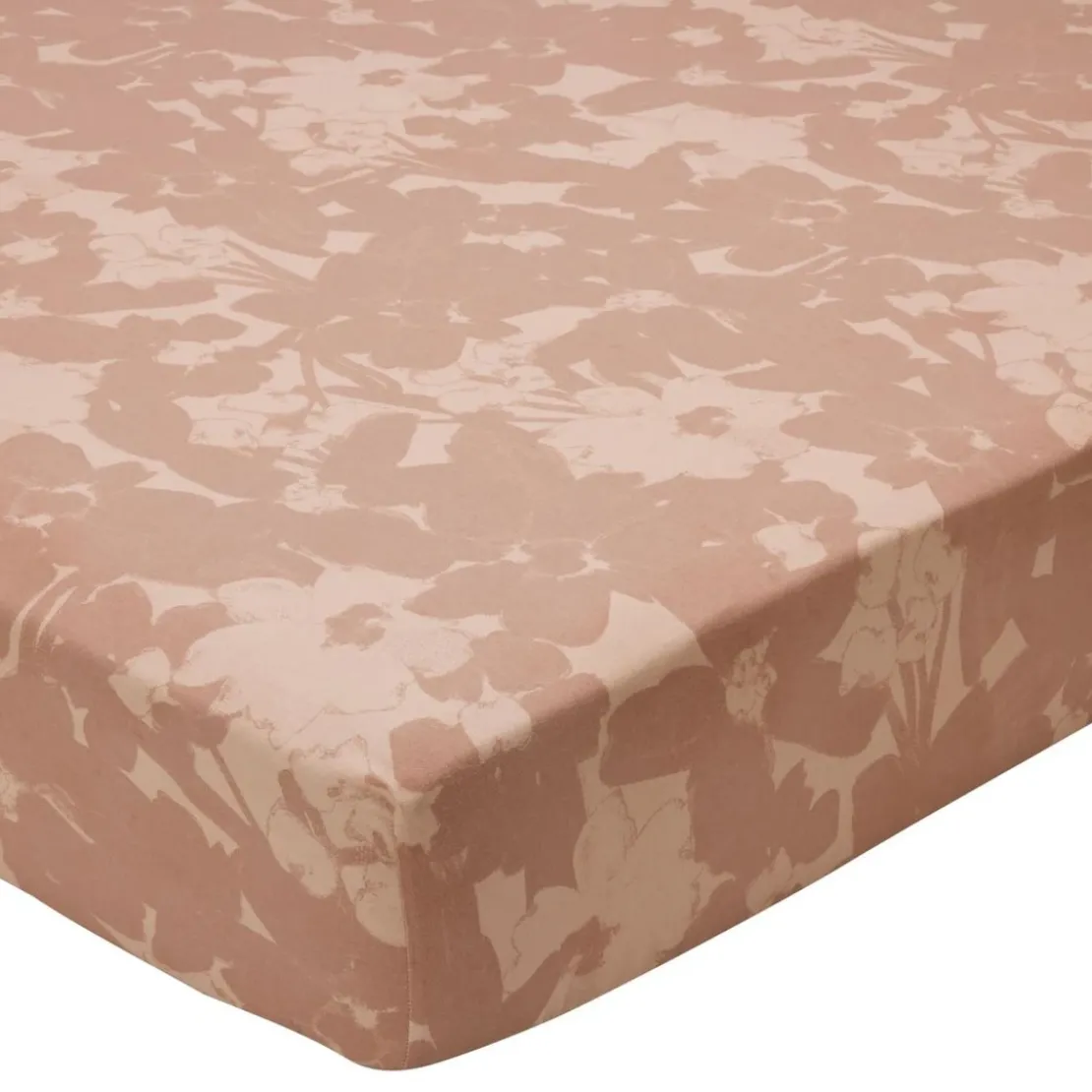 BecquetDrap housse flanelle beige rosé motif floral ton sur ton - Collection NOTE D'OR