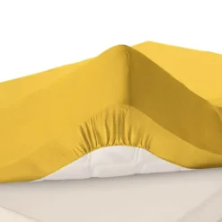 BecquetDrap-housse grands bonnets 30 cm en jersey coton LAUREAT Jaune Ocre