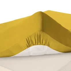 BecquetDrap housse grands bonnet 32 cm en flanelle LAUREAT-moutarde