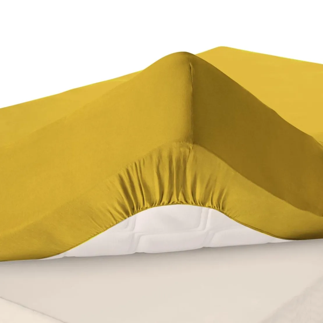 BecquetDrap housse grands bonnet 32 cm en flanelle LAUREAT-moutarde