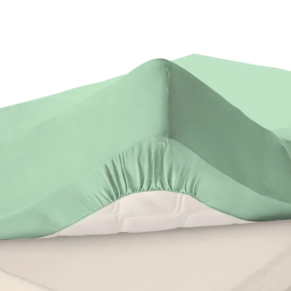 BecquetDrap-housse Grands Bonnets 30 cm uni en jersey vert jade