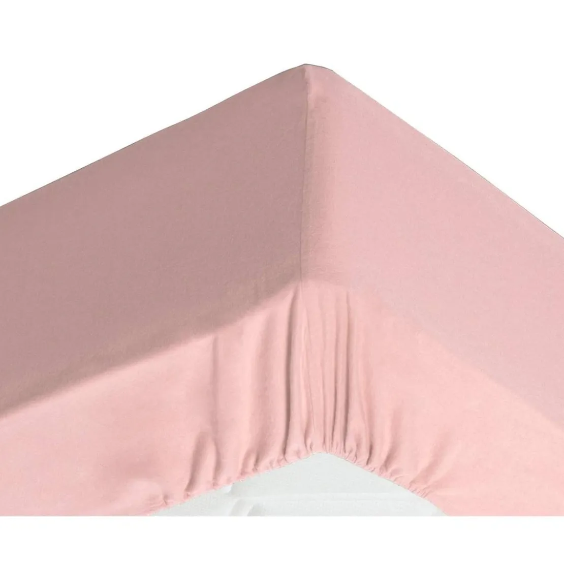 BecquetDrap housse Grands Bonnets 32 cm en FLANELLE UNI Laureat rose poudre