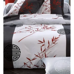 BecquetDrap-housse gris à motif graphique idéogrammes - NIPPON