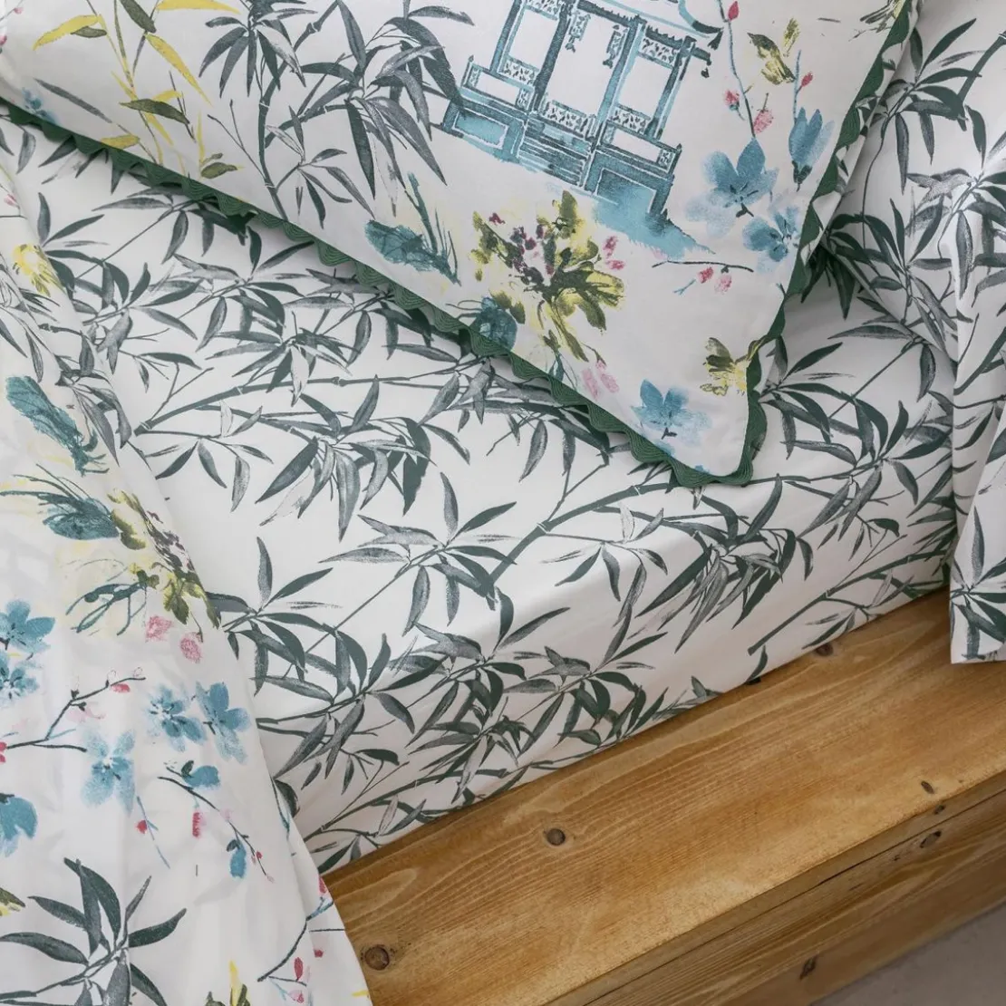 BecquetDrap housse percale de coton HANOI blanc