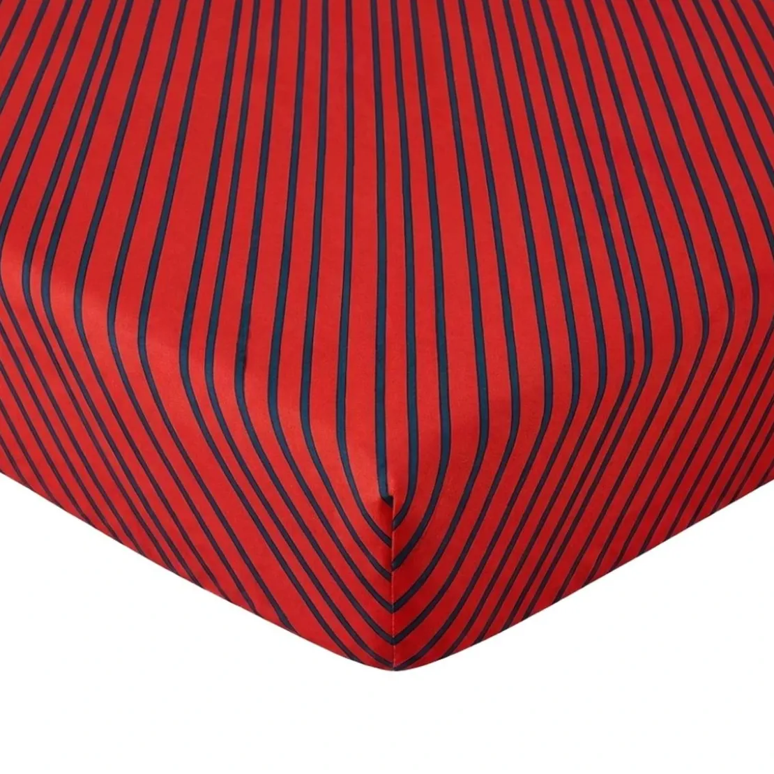 BecquetDrap housse polycoton rouge à rayures bleu marine - SOFT POP