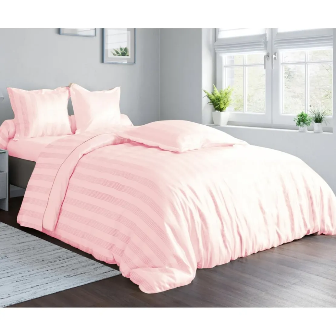 BecquetDrap-housse rose en satin de coton