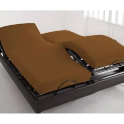 BecquetDrap-housse tête et pieds relevables en jersey marron
