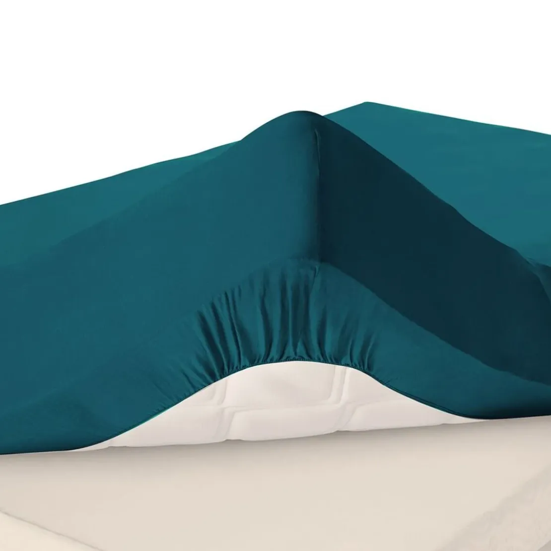 BecquetDrap-housse uni en jersey Grand Bonnet 30cm bleu canard