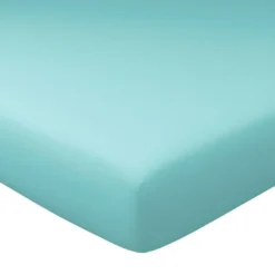 BecquetDrap housse uni en lin lavé grands bonnets 32 cm - Bleu Aqua