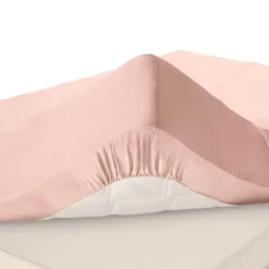 BecquetDrap-housse uni en lin grands bonnets 32cm Rose Thé