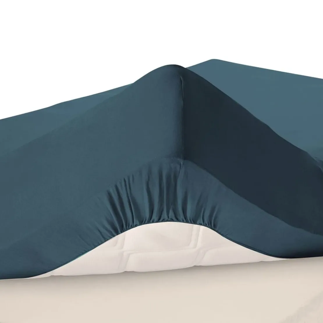 BecquetDrap-housse uni en lin Grands Bonnets 32 cm bleu foncé
