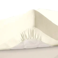 BecquetDrap-housse uni en lin Grands Bonnets 32 cm blanc craie