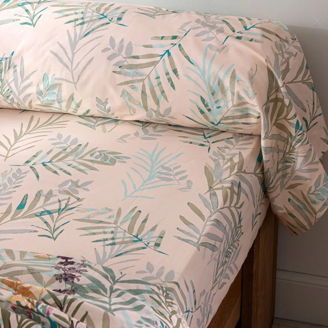 BecquetDrap plat coton beige motif floral - Collection ECLOSION POETIQUE