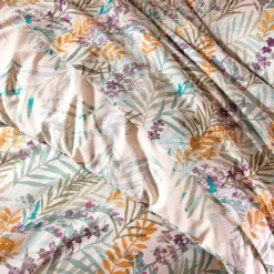 BecquetDrap plat coton beige motif floral - Collection ECLOSION POETIQUE
