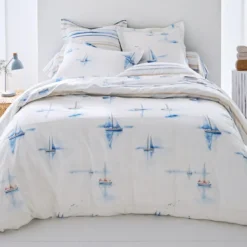 BecquetDrap plat coton MAREE HAUTE - bleu