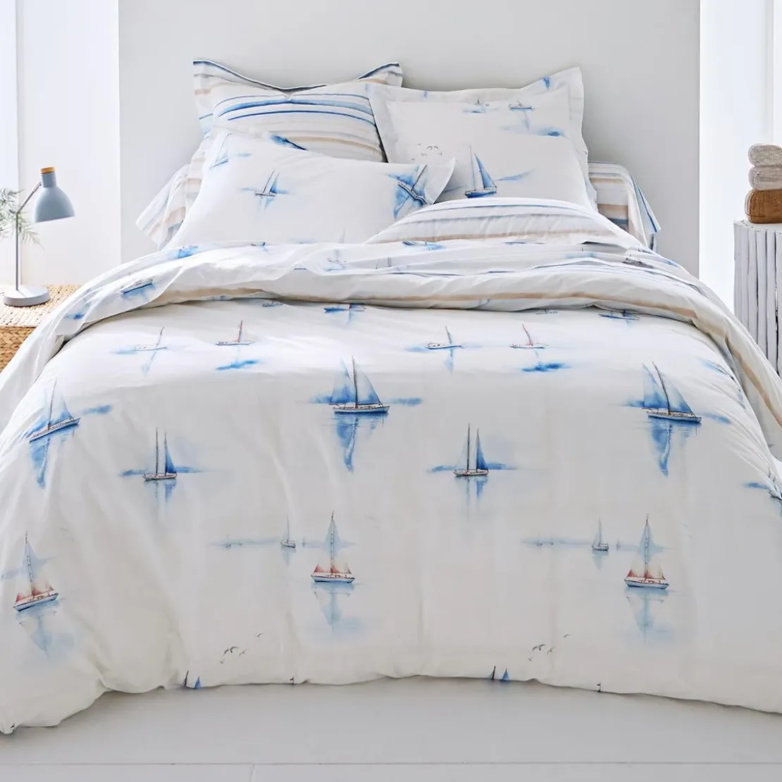 BecquetDrap plat coton MAREE HAUTE - bleu