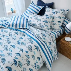 BecquetDrap plat coton PARASOL - bleu