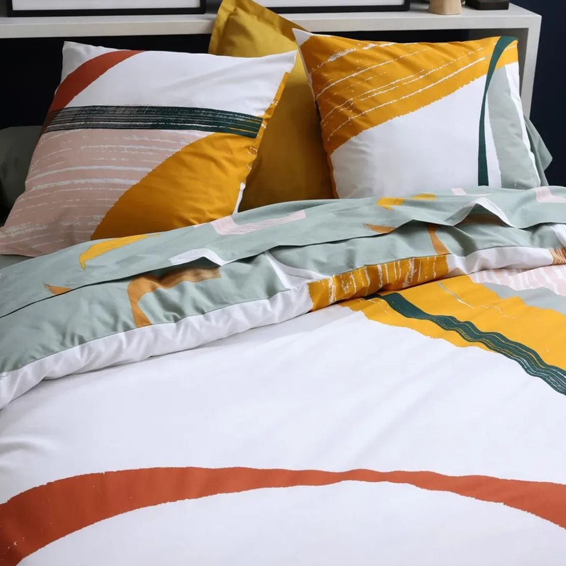 BecquetDrap plat en coton ABSTRACT - gris