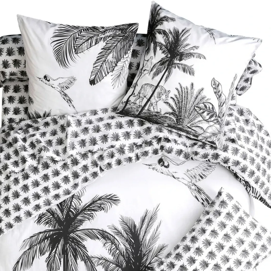 BecquetDrap plat en coton blanc - BLACK JUNGLE