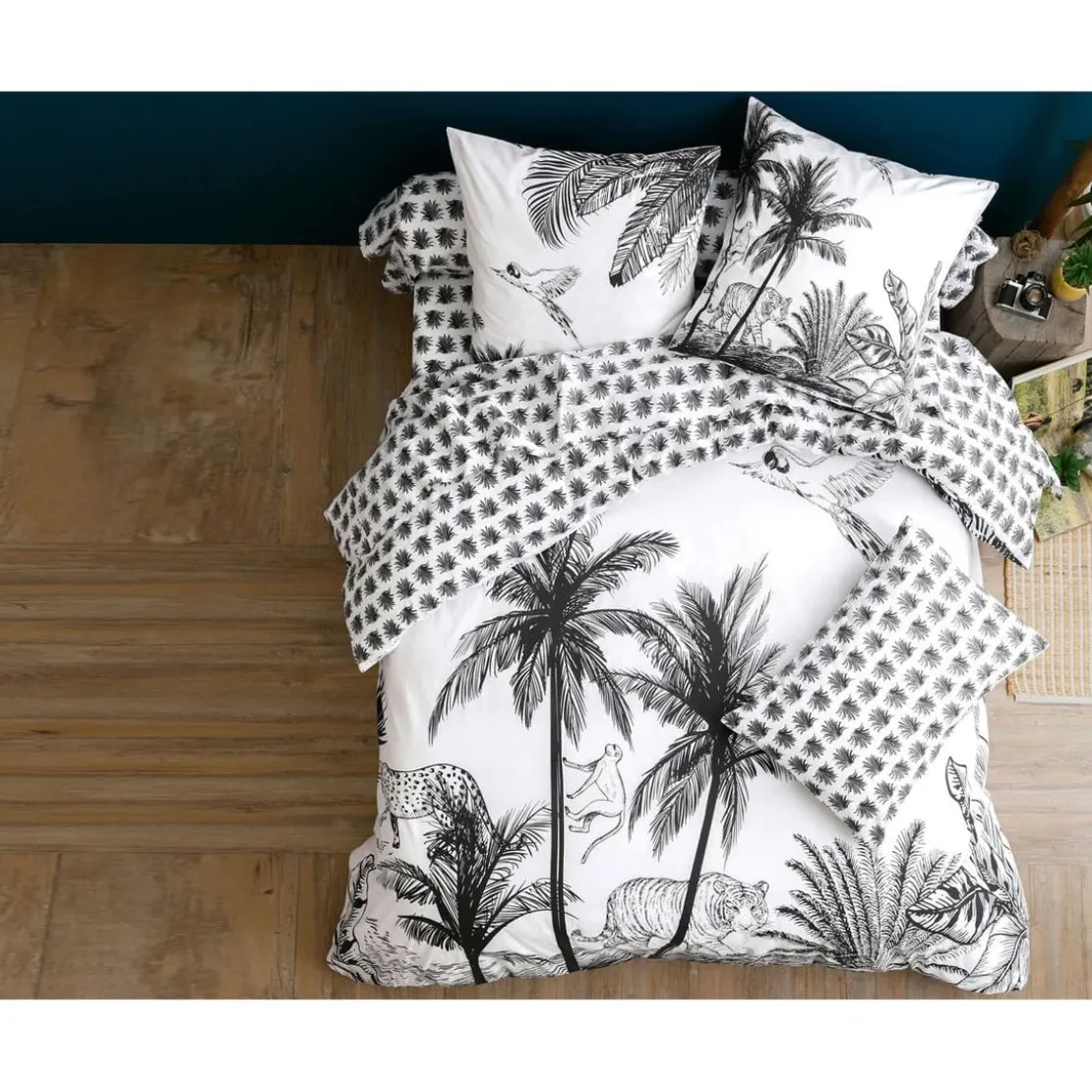 BecquetDrap plat en coton blanc - BLACK JUNGLE