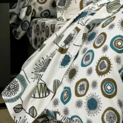 BecquetDrap plat en coton blanc à motif floral bleu - FIFTY