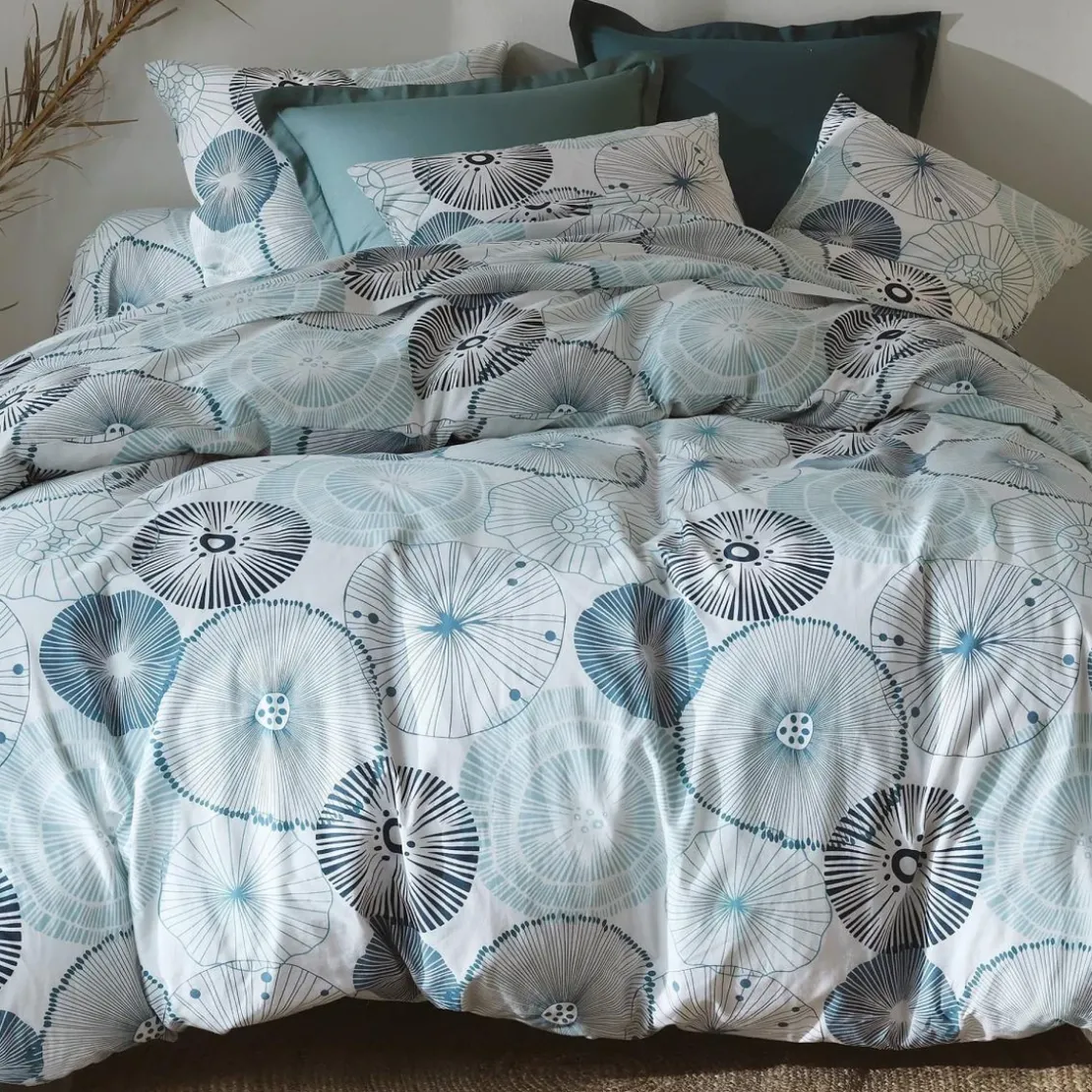 BecquetDrap plat en coton blanc cassé - SEA SHELLS