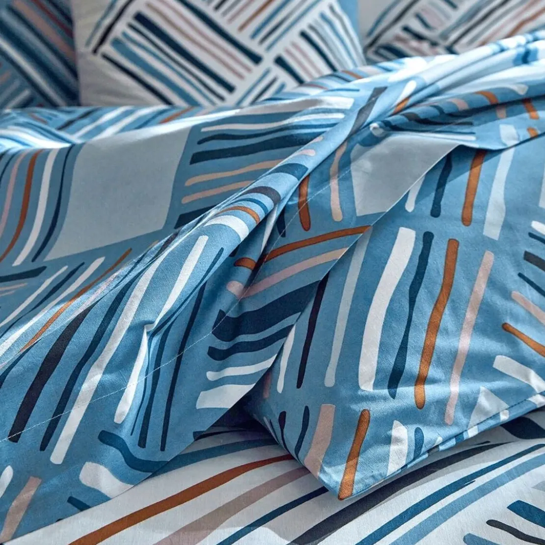 BecquetDrap plat en coton bleu grisé - LIVIO