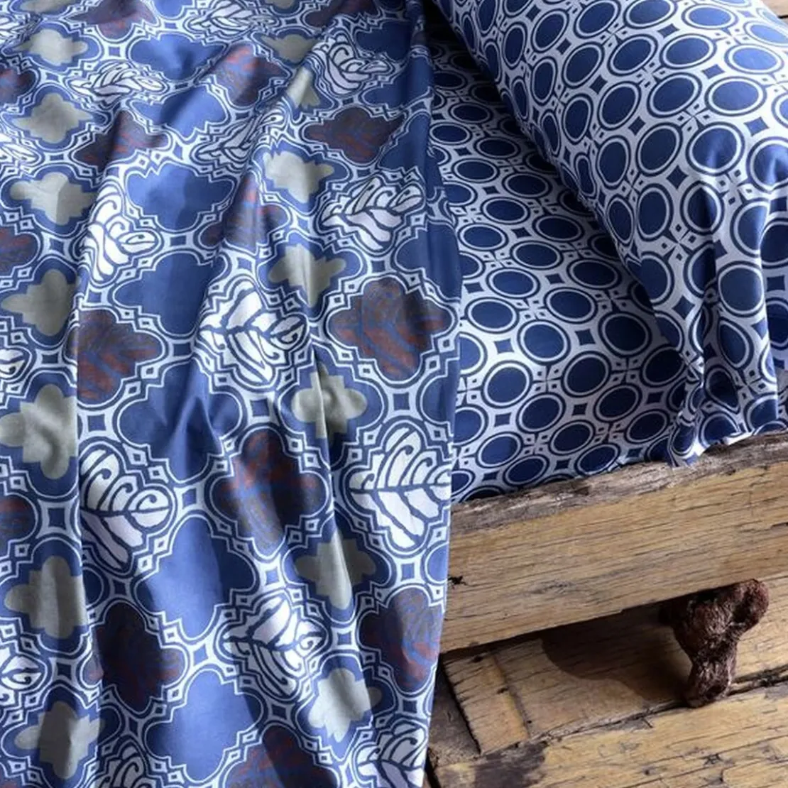 BecquetDrap plat en coton bleu marine - AFRO GEO