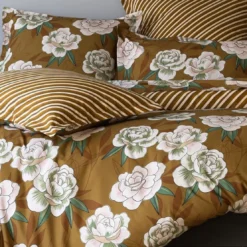 BecquetDrap plat en coton camel à motif floral - RAFFINEMENT