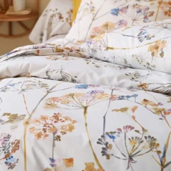 BecquetDrap plat en coton écru motif floral - FLEURAISON