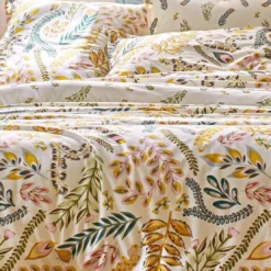 BecquetDrap plat en coton écru à motif tropical multicolore - PAULINE