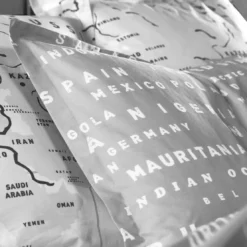 BecquetDrap plat en coton imprimé MONDE Blanc