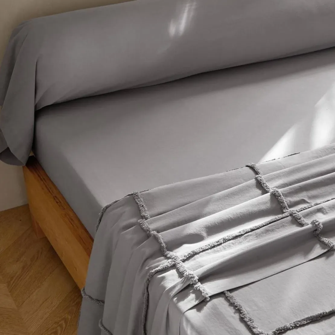 BecquetDrap plat en coton NICOLAS - gris