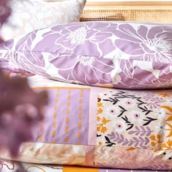 BecquetDrap plat en coton POETIQUE à motifs fleuris violet