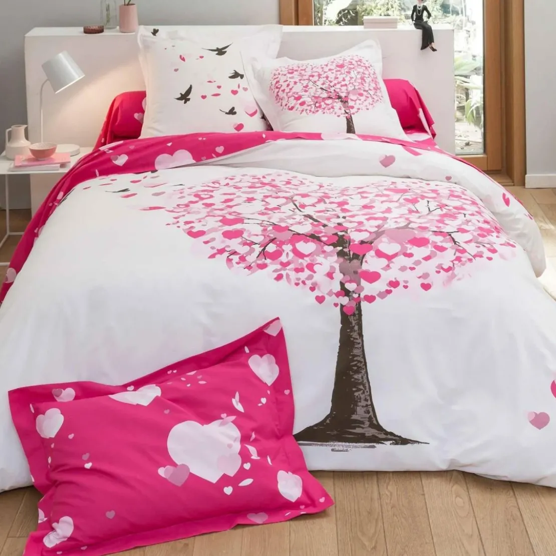 BecquetDrap plat en coton rose - HEART TREE