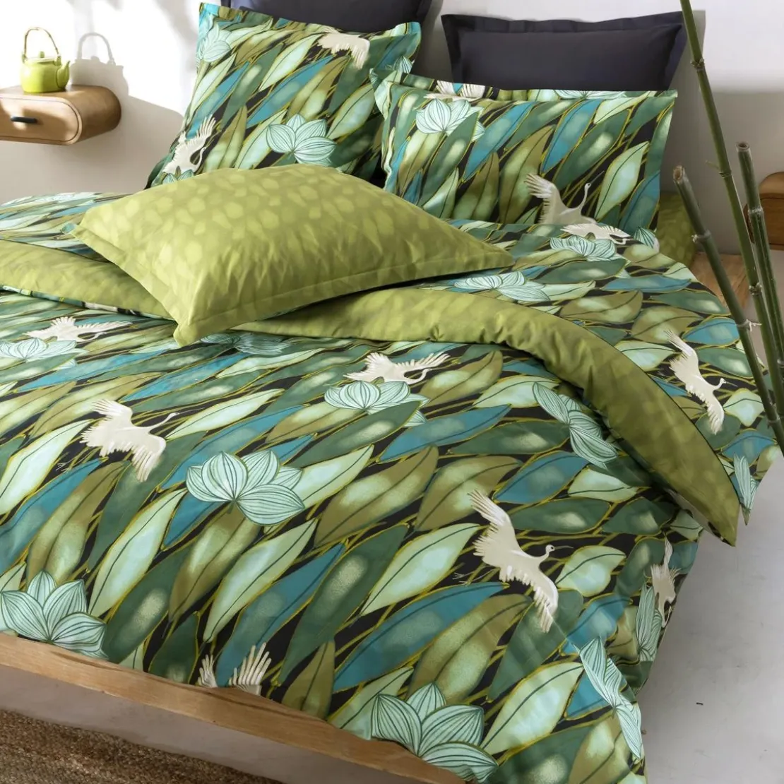 BecquetDrap plat en coton vert bronze - DEPAYSANT