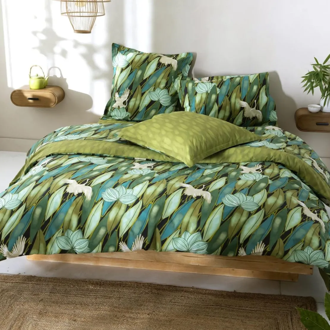 BecquetDrap plat en coton vert bronze - DEPAYSANT