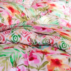 BecquetDrap plat en coton VIBRANTE motif fleurs exotiques multicolore