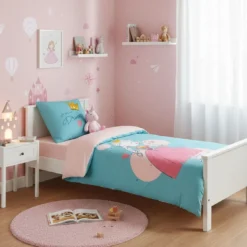 BecquetDrap plat enfant en coton rose à pois blancs - JU FILLETTE