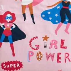 BecquetDrap plat enfant en coton rose - GIRL POWER