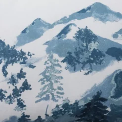 BecquetDrap plat en flanelle écru imprimé montagne bleue - BLUE SALEN